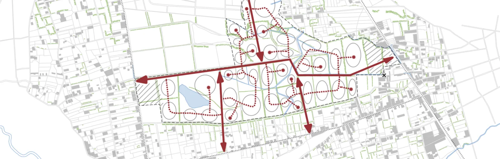 Esquema estratégico de análisis territorial: ejes, conexiones y trama urbana