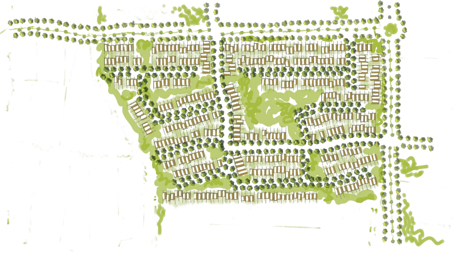 Boceto del plan de masas de la urbanización