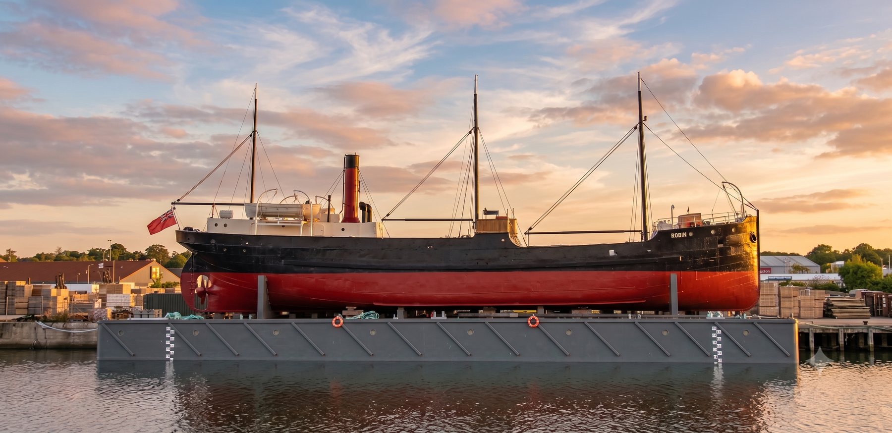 Render conjunto barco pontón