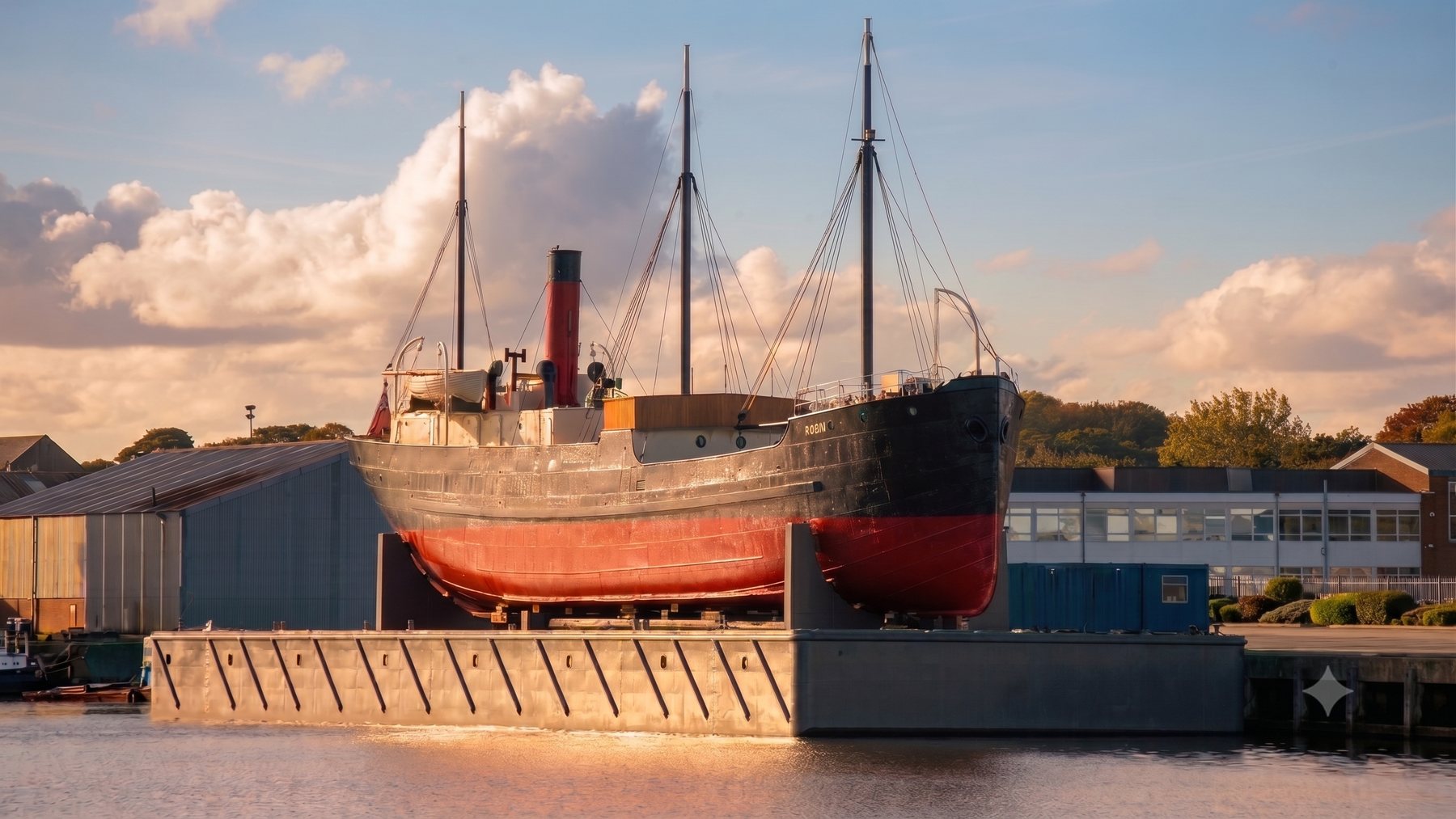 Render barco pontón astillero